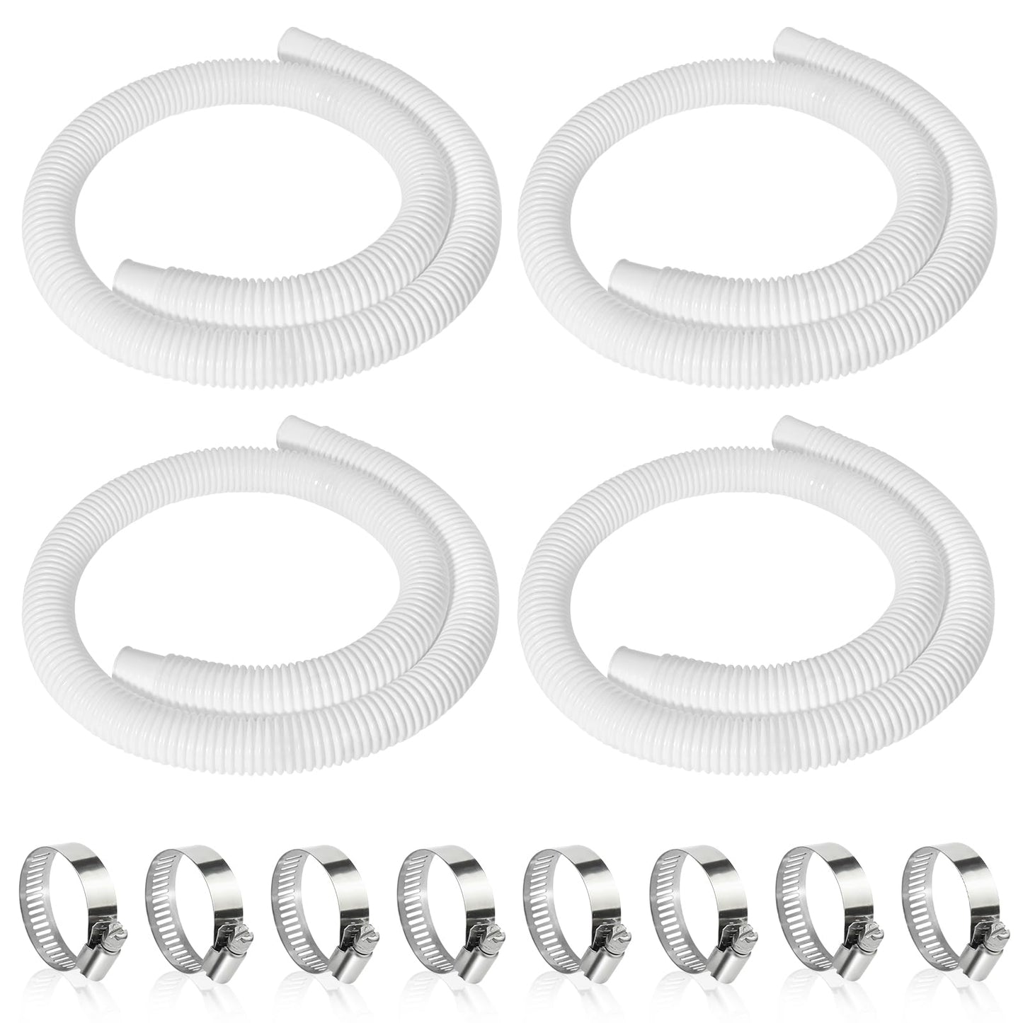4 Pcs 1.25" Pool Hose, 59" Long Accessory Pool Pump Replacement Hoses, Compatible with All Above Ground Pool Filter Pumps that Use 1 1/4 Diameter Hoses