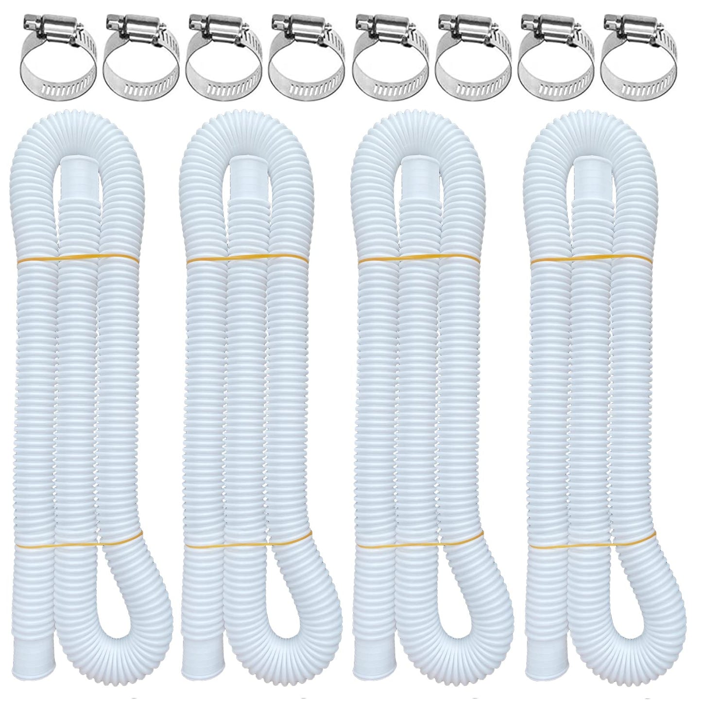 Pool Hoses for Above Ground Pools, 4 Pack 1.25 x 59 Inch Pool Filter Pump Hoses, Compatible with Intex Pool Filter Pump 607, 637 With 8 Metal Clamps(4)