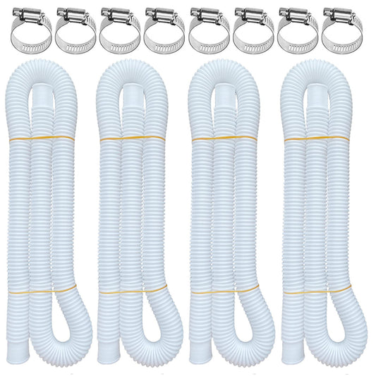 Pool Hoses for Above Ground Pools, 4 Pack 1.25 x 59 Inch Pool Filter Pump Hoses, Compatible with Intex Pool Filter Pump 607, 637 With 8 Metal Clamps(4)