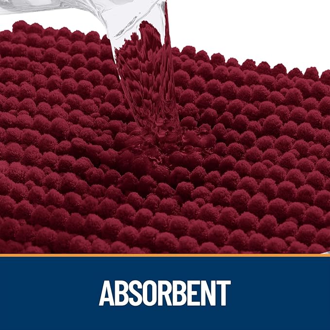OLANLY Dog Door Mat for Muddy Paws 47x24, Ultra Absorbent Chenille Mud Doormat, Non-Slip Washable and Dirt Trapping Doormat for Indoor Entryway, Quick-Dry Indoor Pet Bed Mats for Dogs, Burgundy