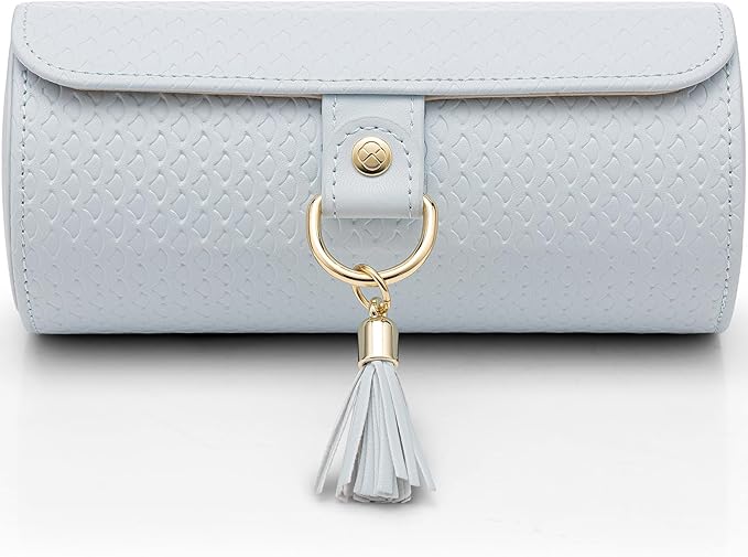 VLANDO Travel Jewelry Case for Women, Travel Essential, Travel Must Haves Jewelry Travel Organizer for Girls, Holidays Gifts for Travelers Couples Mom Friends - Light Blue