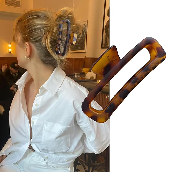 5 Inch Hair Claw Clips Extra Large Square No Slip Big Matte & Glossy XL Rectangle Clip for Thick Curly Long Hair Women, 4 Pack