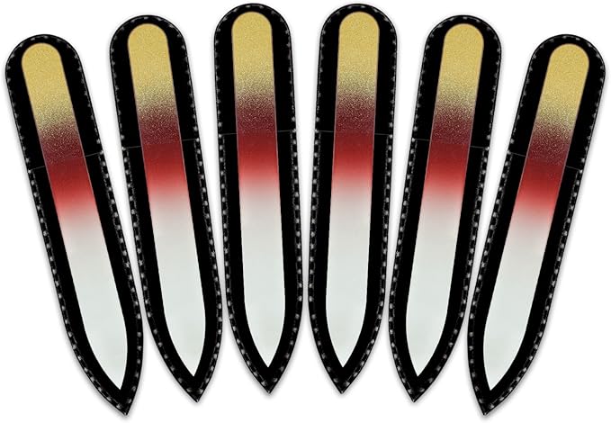 Mont Bleu Rainbow Crystal Nail File in Black Pouch - Small/Purse Size - Czech Tempered Glass - Handmade in Bohemia (Czech Republic)