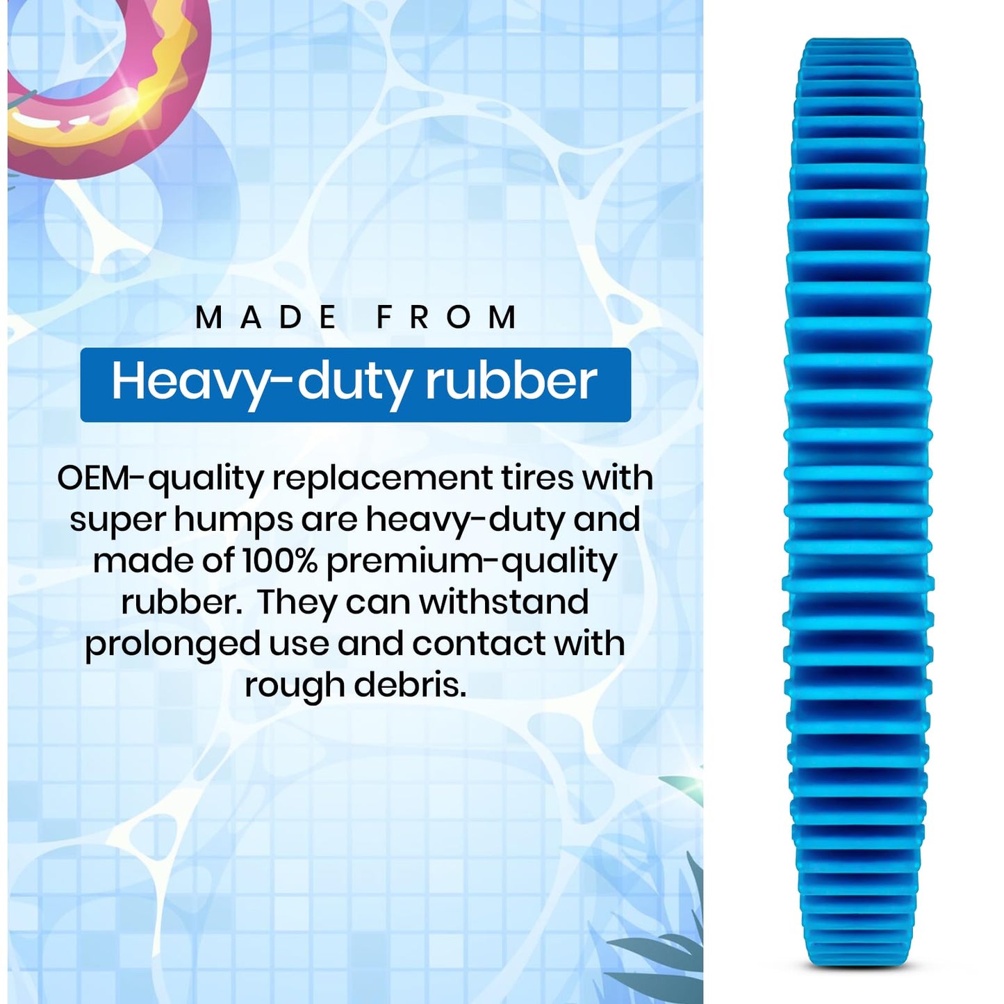 AR-PRO Replacement Tires with Super Hump | Compatible with Poolvergnuegen 896584000-143, Fits Select Poolvergnuegen/Hayward Phoenix Cleaners, 4-Pack