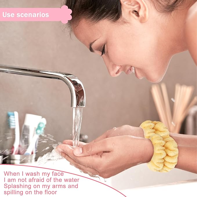 8pcs Wrist Bands for Washing Face, Absorbent Face Washing Wristbands, Microfiber Women's Spa Wrist Towels, Stretchy Wash Band for Man Children, Prevent Water from Spilling Down Your Arms