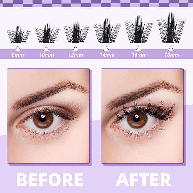 B&Q Manga Lashes Clusters Anime Lashes 8-18mm Mixed 120pcs Eyelash extension Manga Style Lash Feature Side Spike Cat Eye Eyelash Clusters Perfect Choice for Beginners at Home (Lash-Anime 01)