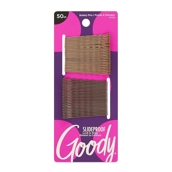 Goody SlideProof Bobby Pin, 50 Ct, Assorted Brunette Colors, Ouchless Bobby Pins for Hair Styling, Lock In Style, Comfortable, Pain-Free Accessories for Women & Men, All Hair Types