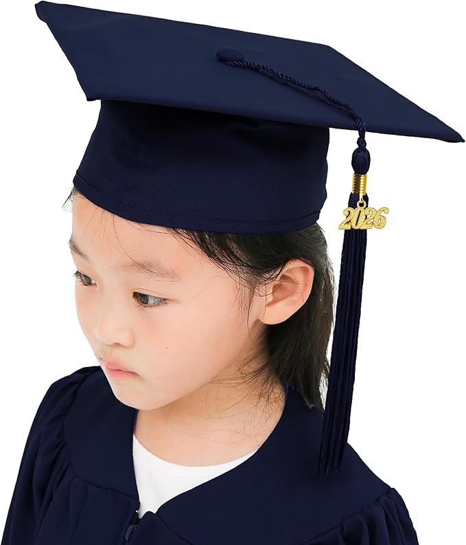 GraduationMall Matte Kindergarten & Preschool Graduation Cap for Kids with 2026 Tassel Black