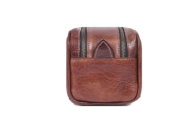 10" Premium Leather Toiletry Travel Pouch With Waterproof Lining | King-Size Handcrafted Vintage Dopp - Kit Gift for Father's Day By Aaron Leather Goods