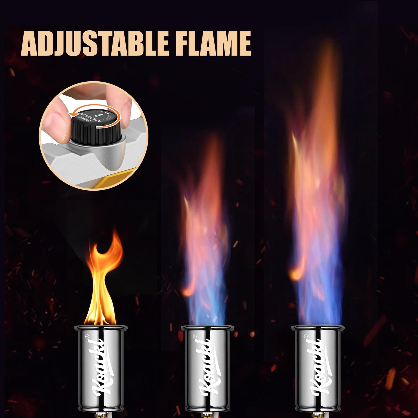 KOACKL Powerful Propane Torch, Blow Torch with Adjustable Flame, Flamethrower Kitchen Torch Burner Gas Welding Kits for Grill, BBQ, Searing Steak, Camping & Charcoal Torch Lighter(Tank Not Included)