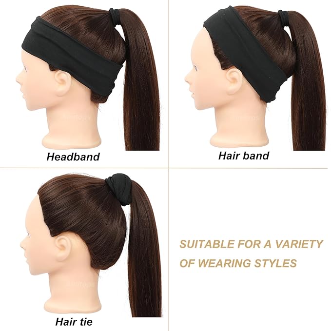 9Pcs Headbands for women Non Slip Headband, Soft Elastic Hair Bands for Women's Hair, Fashion Cotton Cloth Stretchy Sweat Bands Headbands for Sports, Makeup, Gym, Running, Yoga, Workout (Black)