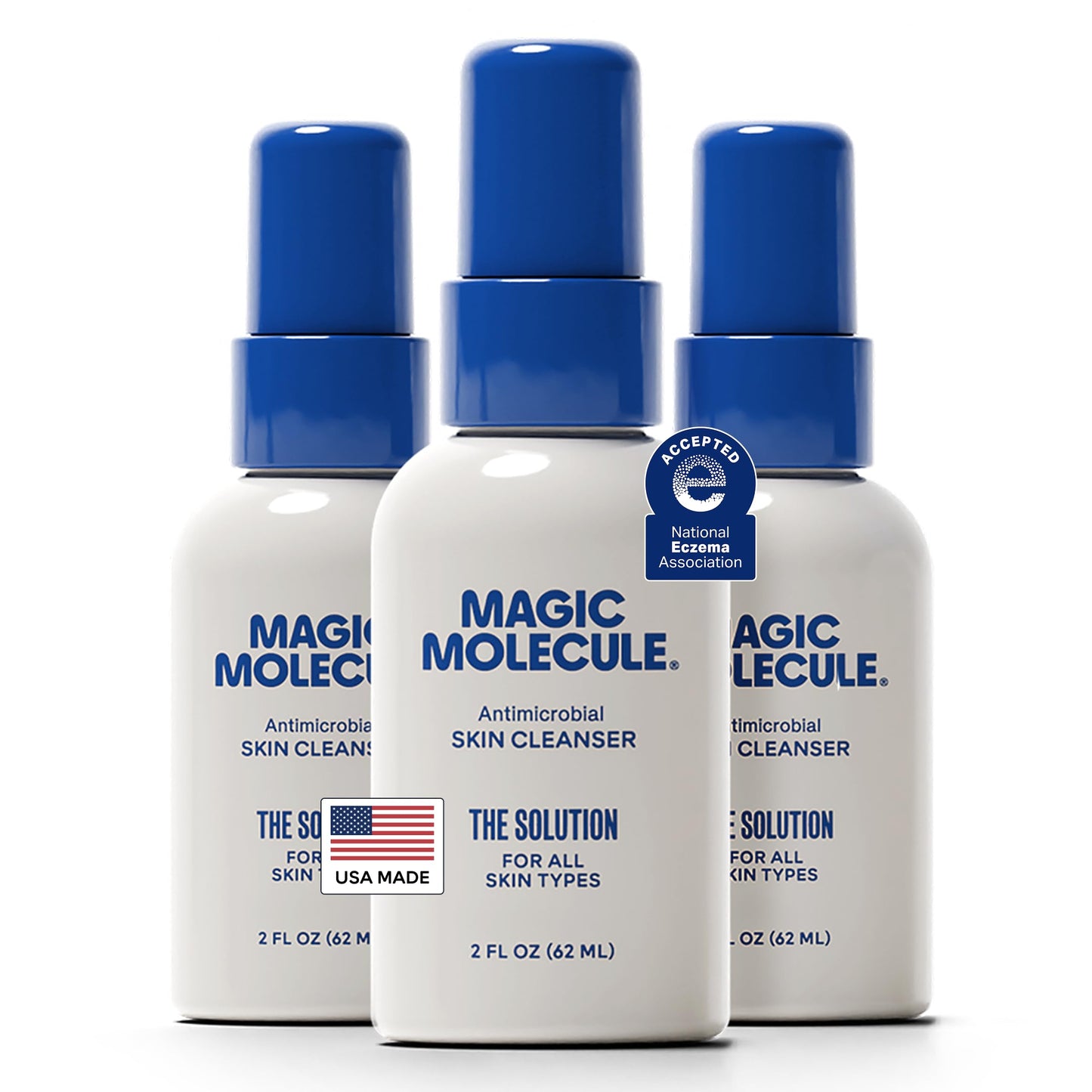 Magic Molecule Skin Cleanser for All Types, Hypochlorous Acid Spray Helps Heal Acne Prone, Eczema, Itchy Rashes and 50 Other Skin Ailments, 2 oz Spray (Pack of 3)