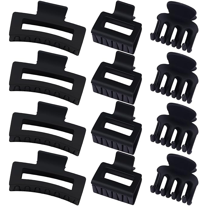 3 Styles Hair Clips for Women Small Medium Big Claw Clips for Thin Thick Hair 12 Pcs Hair Claw Clips Hair Clips Combination Hair Accessories for Women (Black)