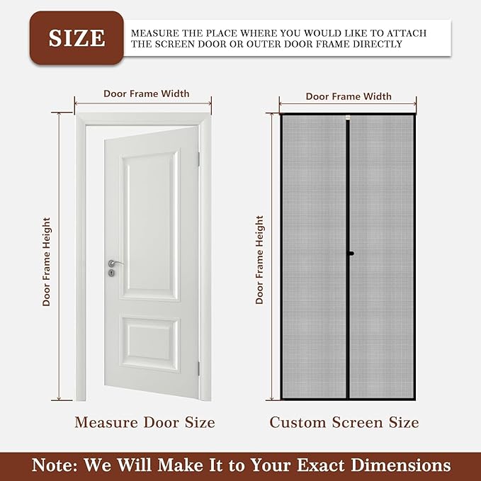 Yotache Customized Magnetic Screen Door, Anti-Tearing Reinforced Screens for Patio, Balcony, Front, Back, Sliding Door
