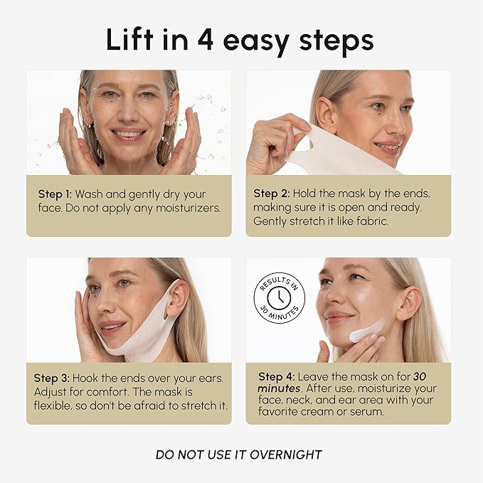 MAREE Chin Strap V Line Lifting Mask - 24K Gold Face & Neck Lift Tape Mask - Double Chin Strap for Sleeping - Neck Wrinkle Patches Reducer & Jawline Shaper for Firming, Tightening & Lifting - 10 PCS