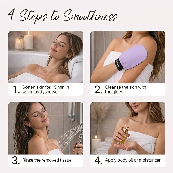 Exfoliating Gloves, Exfoliating Body Scrubber for Bath Shower Exfoliation, Body Scrub Exfoliator Loofah Sponge for Dead Skin Remover Pink+Rose