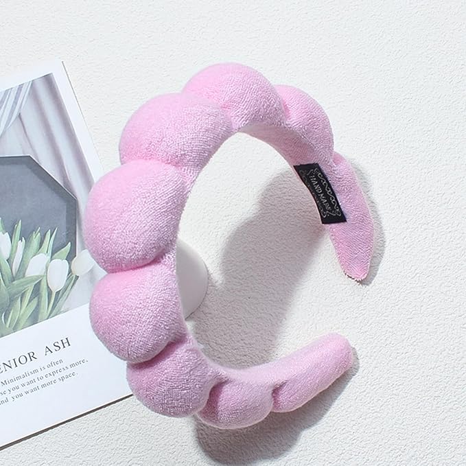 Spa Headbands for Washing Face Soft Puffy Bubble Headbands Wristband for Women Girls Makeup Skin Care Facial Beauty Shower Towel Hairband