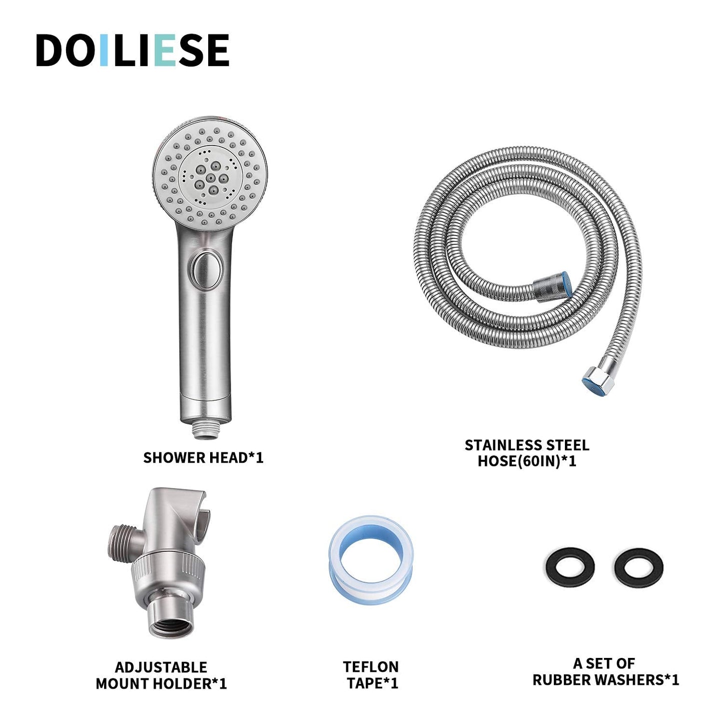 Shower Head, High Pressure 6 Setting Shower Head Hand-Held with ON/OFF Switch and Spa Spray Mode - Shower Heads with Handheld Spray High Pressure - Brushed Nickel