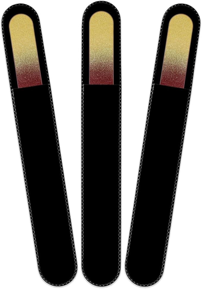 Mont Bleu Rainbow Crystal Nail File in Black Pouch - Large/Professional Size - Czech Tempered Glass - Handmade in Bohemia (Czech Republic)
