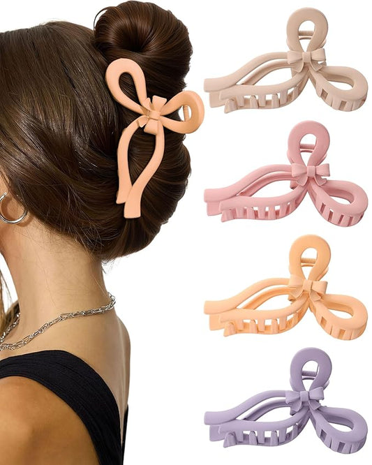 4 PCS Bow Hair Clips for Women Bow Claw Clip 5" Extra Large Hair Claw Clips for Thick and Long Hair Cute Bows Big Clip
