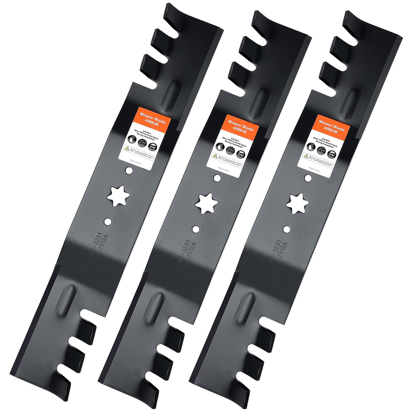 Grasscool 942-0677B Mower Blades with 6-Star Mounting Pattern for Cub Cadet 54 Inch Deck Mower RZT54 RZT-S54 SLT1554 GT1554 LGT1054 GT1054 GTX1054 T310 54'' Zero Turn Lawn Tractor (Toothed Mulching)
