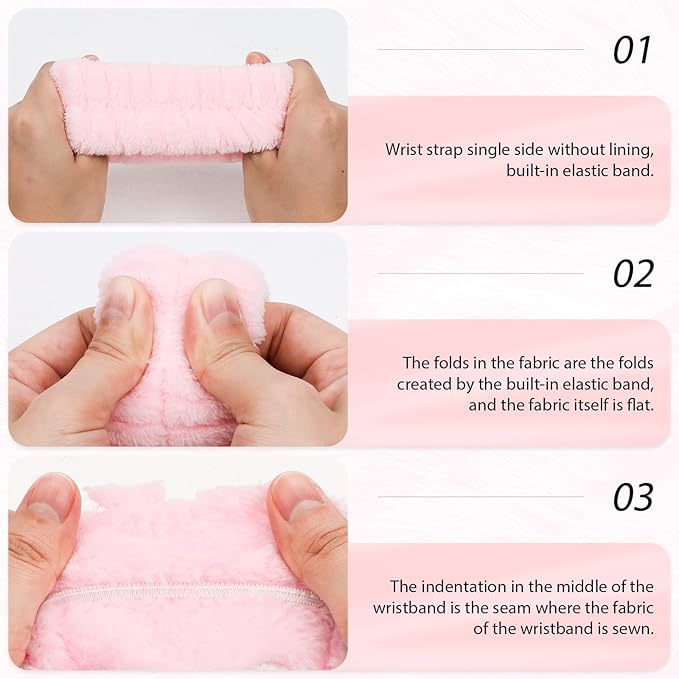 Casoty 6 Pcs Pink Spa Headband and Wristband Set, Microfiber Material, Strong Elasticity, Wide Application for Makeup, Yoga, Reading, Work, Halloween Costume, Pajama Parties, Mother's Day Gift