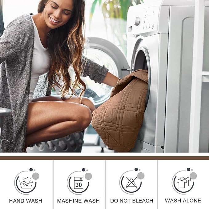 TAOCOCO 100% Waterproof Recliner Chair Covers, Non Slip Recliner Covers for Recliner Chair with Pocket, Washable Reclining Chair Cover Furniture Protector for Kids,Dogs(25'', Brown)