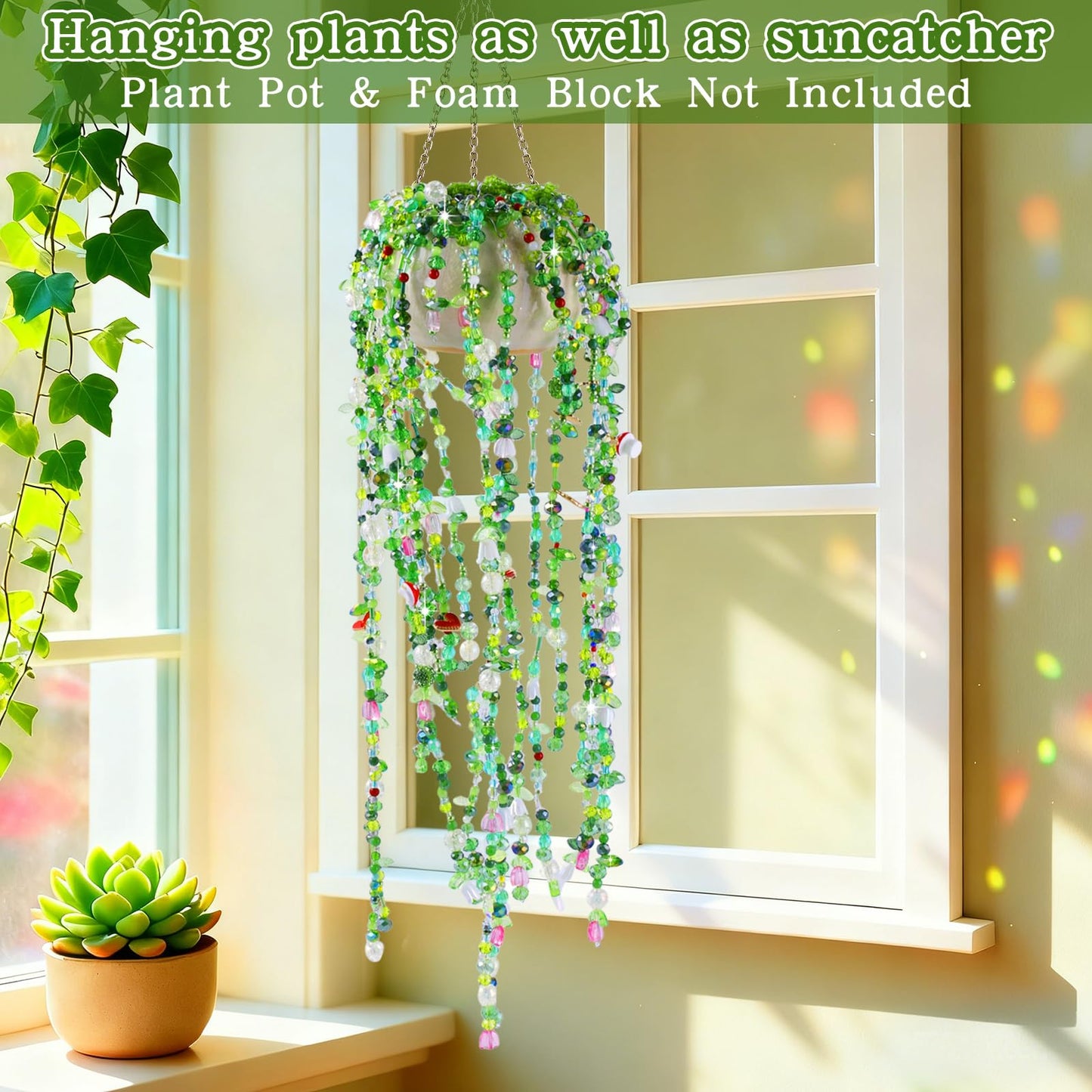 FOGWOWO 5422 Pcs Beaded Plant Kit Forever Plant Kit Green Glass Beads for Plant Making,Green Beads for Beaded Plants with Video Tutorials,Forever Plant Beads Leaf Bead for Jewelry Making DIY Craft