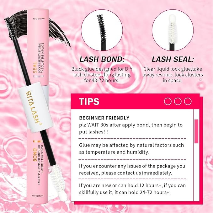 RITALASH Lash Extension Kit DIY Lash Clusters Kit 400pcs Cluster Lashes Individual Lashes Eyelash Extension Kit with Lash Bond and Seal,Lash Remover,Lash Tweezers(40D+60D Cluster Kit,8-16mm)