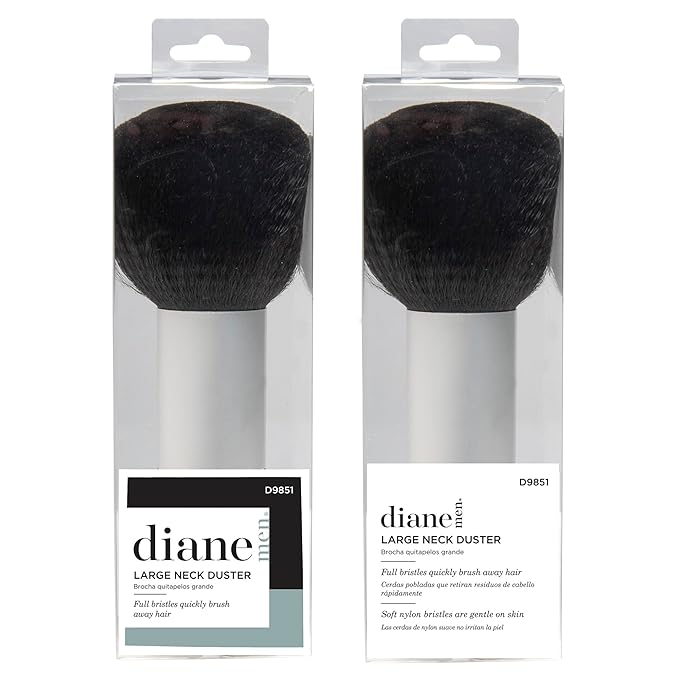 Diane Neck Duster Brush for Hair Cutting, Removes Loose Hair from Neckline and Ears, Barber Supplies and Salon Accessories, Soft Nylon Bristles, Stand Up Base, 7.5"