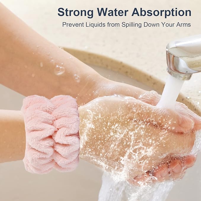 4 Pcs Wrist Bands for Washing Face-Dorbetar, Microfiber Wrist Towels for Washing Face, Spa Wristbands for Washing Face, Face Wash Wristbands, Arm Bands for Washing Face for Woman and Children