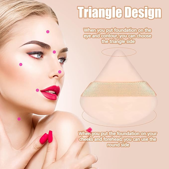 Pimoys 6 Pieces Powder Puff Face Triangle Makeup Sponge Soft Powder Puffs for Loose Powder Foundation Sponge Setting Powder Puff Makeup Tool