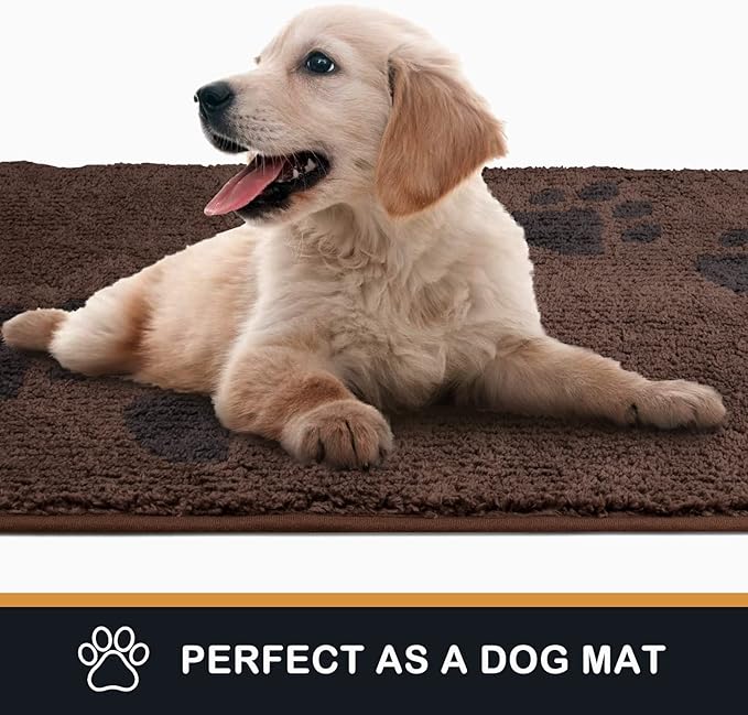 PURRUGS Dirt Trapping Door Mat 34" x 59", Non-Skid/Slip Machine Washable Microfiber Entrance Rug, Shoes Scraper, Dog Doormat, Super Absorbent Floor Mat for Muddy Wet Shoes and Paws, Brown