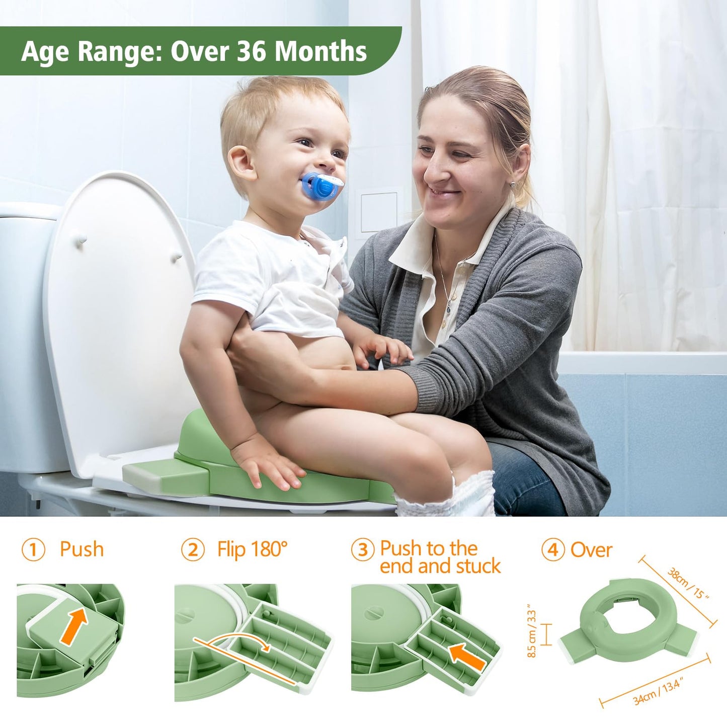 MCGMITT Portable Potty for Kids Travel - Foldable Training Toilet Chair for Toddler Girls with Storage Bags, Potty Training Toilet for Outdoor and Indoor Easy to Clean(Green)