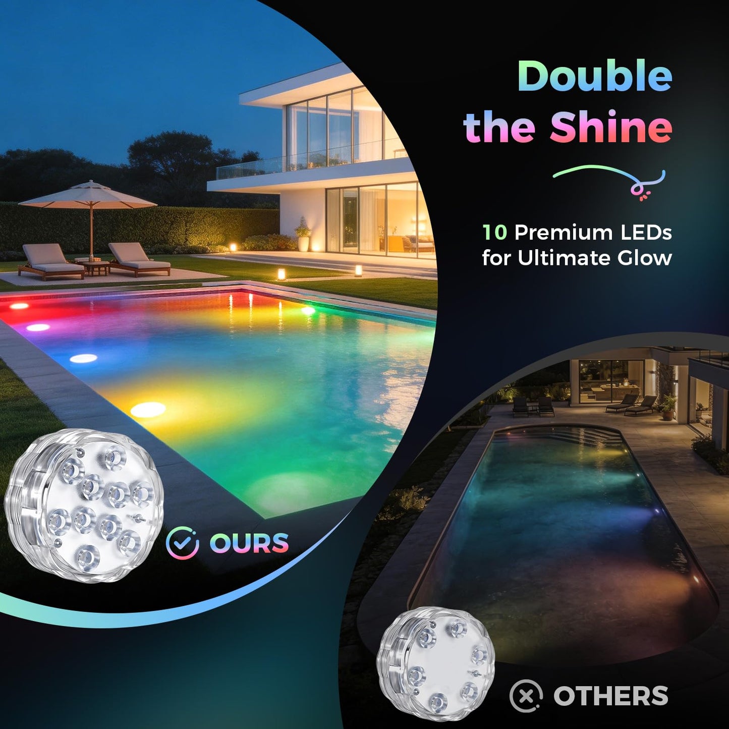 BITIWEND 2026 Upgraded Submersible LED Pool Lights with Remote, 10 LEDs IP68 Waterproof Floating Lights Battery Powered Lights for Hot Tub, Spa, Vase, Pond, Decoration, Party (4 Pack)