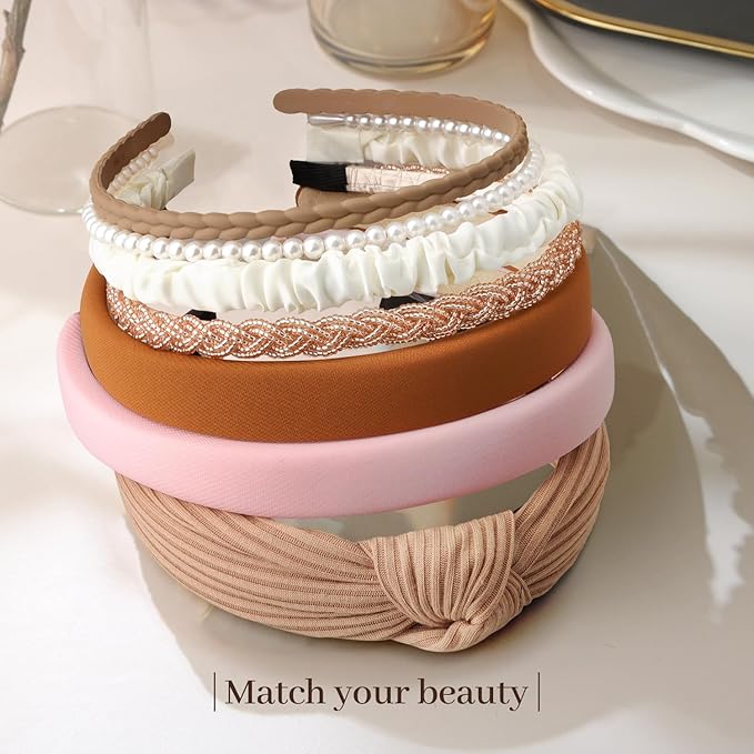 7pc Headbands for Women Trendy Girls Headbands Set, Non Slip Head Bands for Women's Hair Diademas Para Mujer De Moda