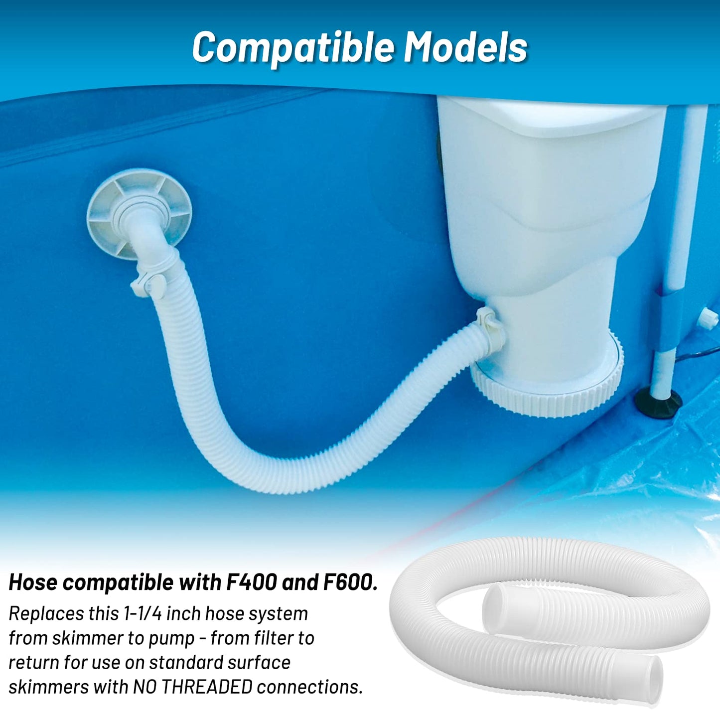 IDEASURE 1-1/4 Inch x 3ft Pool Hoses for Above Ground Pools, Compatible with In tex Coleman Summer Waves Pool Skimmer, Swimming Pools Return Hose Suction Hose, 2 Pack