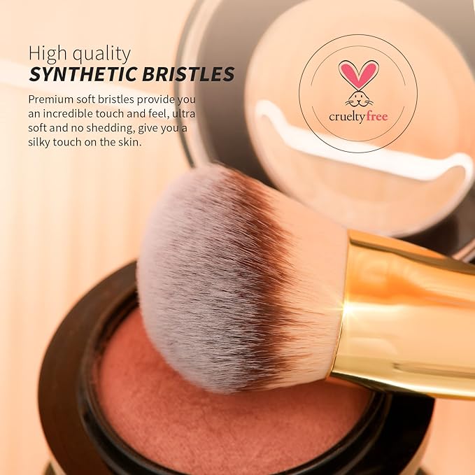 DUcare 2Pcs Duo End Makeup Brushes, Synthetic Bristle Foundation Powder Buffer & Contour Brush Set, Dual Sided Face Brushes for Blending Concealer Bronzer Highlighter