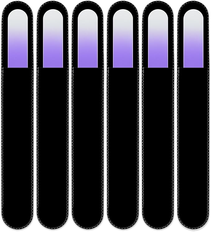 Mont Bleu Rainbow Crystal Nail File in Black Pouch - Large/Professional Size - Czech Tempered Glass - Handmade in Bohemia (Czech Republic)