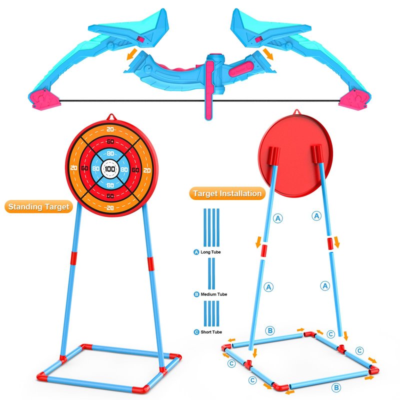 Ocditikl 2 Pack Bow and Arrow Set for Kids, Light Up Archery Set with 14 Suction Cup Arrows, Outdoor Toys for Kids Ages 6-8 8-12, Birthday Gifts Ideas Toys for 4 5 6 7 8 9 10 Year Old Girls Boys