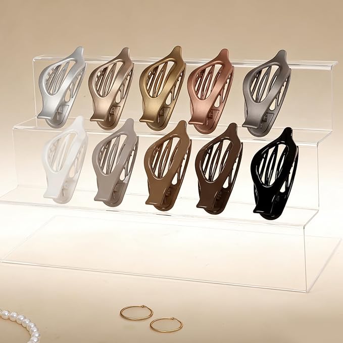 10 Pcs Flat Hair Clips for Women French Concord Claw Clips for Thick and Thin Hair Claw Clips Duck Billed Barrettes Hair Accessories for Women and Girls (Metal)