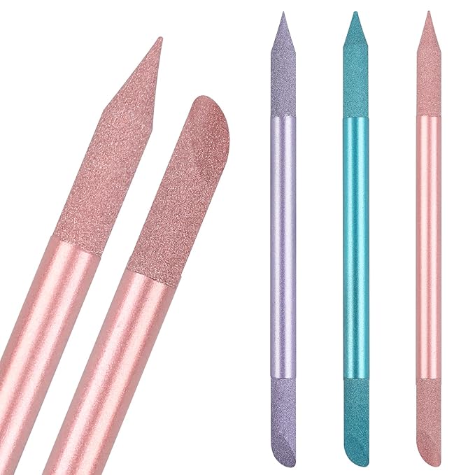 3Pcs Glass Cuticle Pusher, heemeei Dual-Ended Manicure Stick, Crystal Cuticle Pusher Glass File, Professional Precision Filing Cuticle Remover, Manicure Pedicure Tools for Nails and Cuticles Care