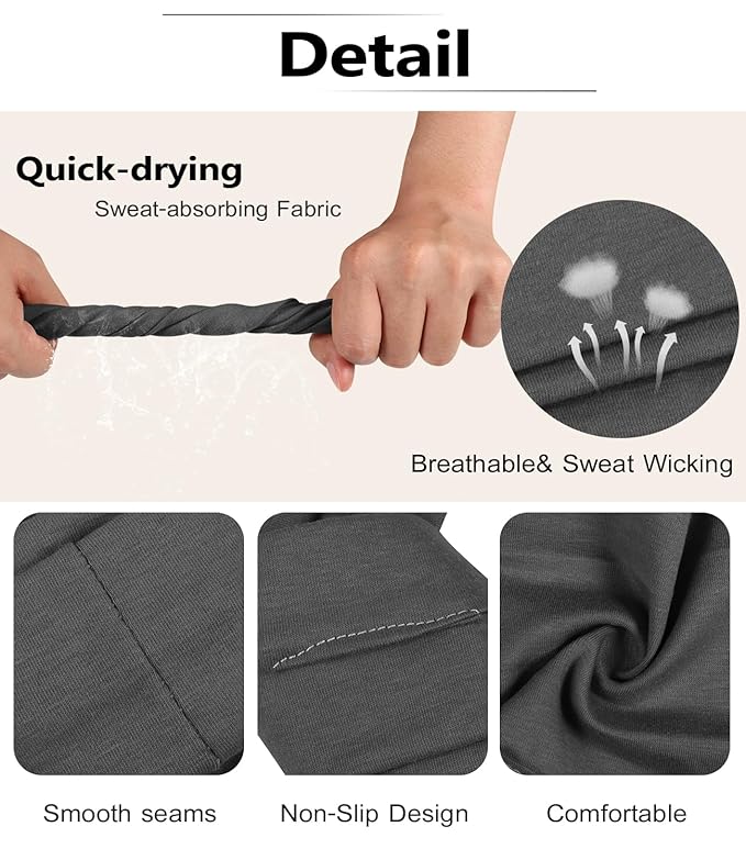 Ztomine Headbands for Women, 8pcs Stretchy Non Slip Soft Cotton Cloth Hair Bands for Sports, Workout, Yoga and Running
