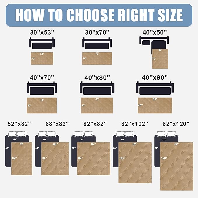 Smiry Waterproof Dog Bed Cover Blanket 40x70, Soft Reversible Pet Blanket, Washable Leakproof Cats Dogs Couch Cover for Sofa, Couch, Furniture, Camel/Beige