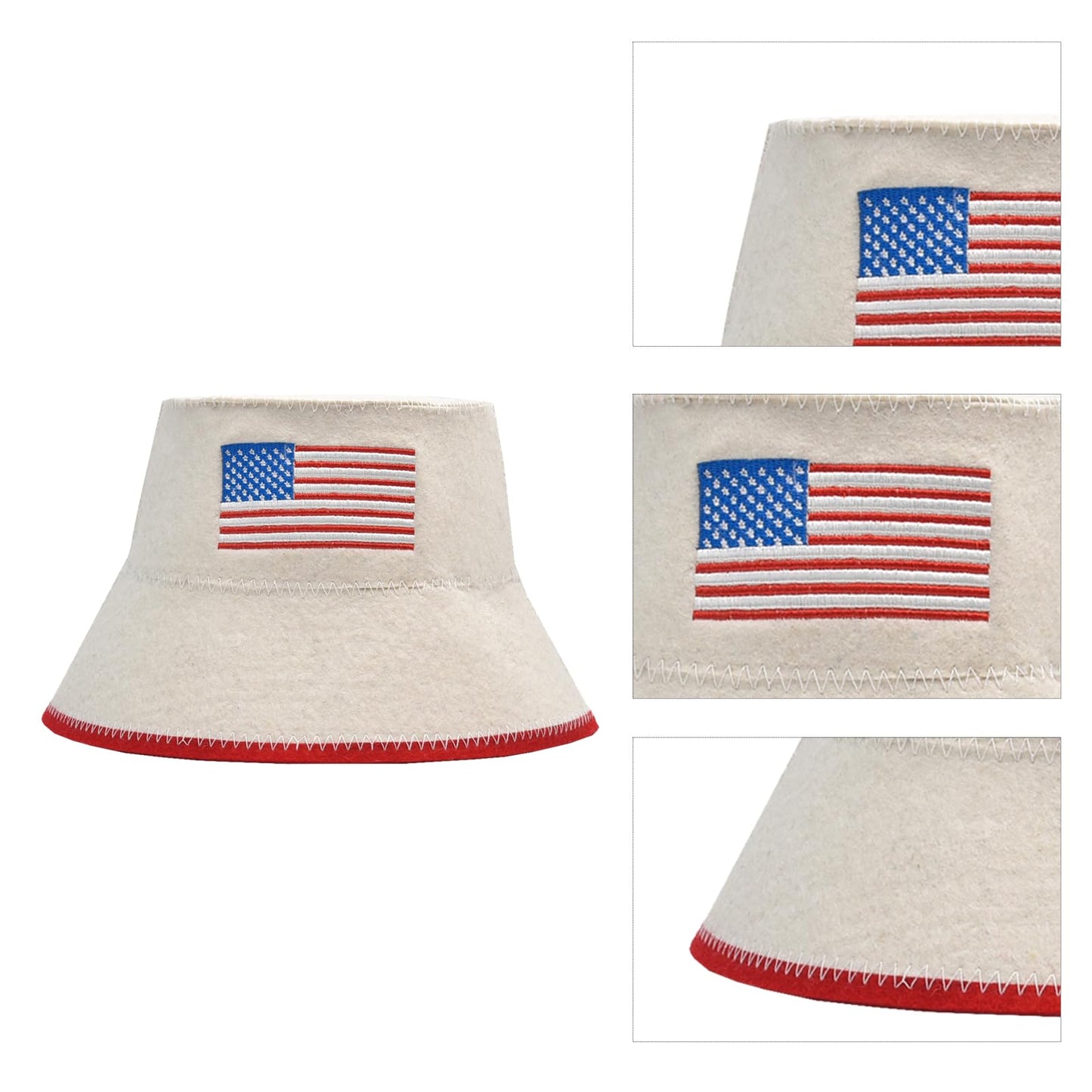 Halsa Sauna Hat, Natural Wool Sauna Cap for Men and Women, USA Flag, Eco-Friendly Insulating Headgear for Spa, Steam Room, Banya, Bathhouse - Comfortable, Breathable, Handmade - One Size Fits All