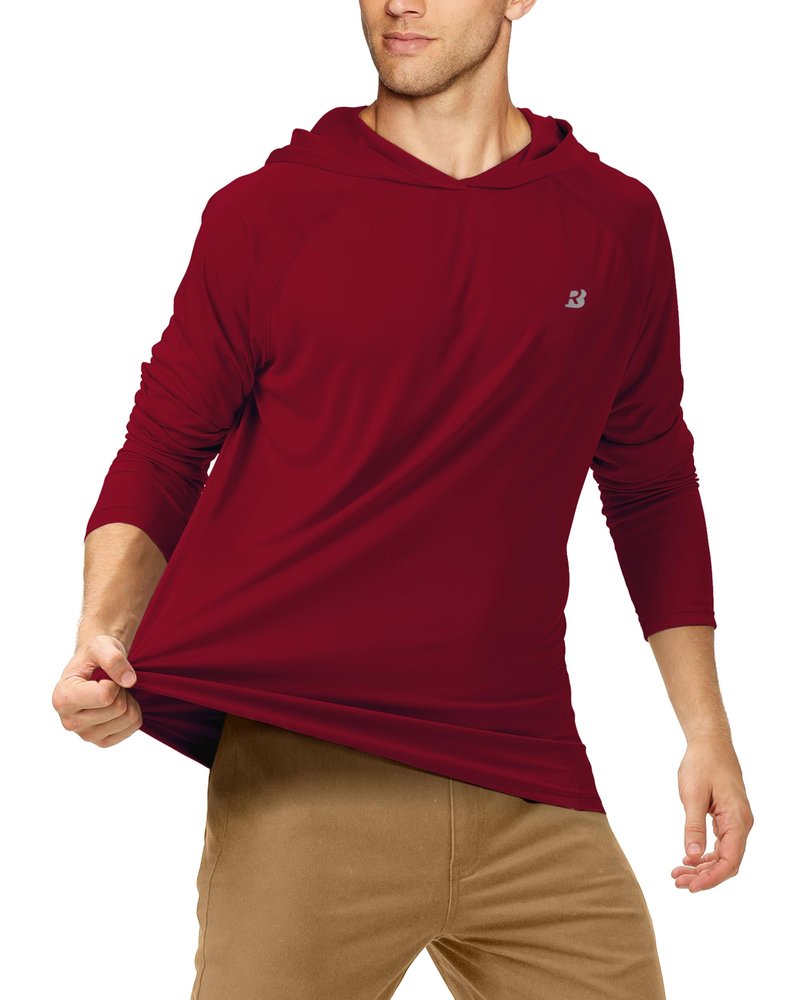 Roadbox Men's UPF 50+ Sun Protection Hoodie Shirt Outdoor UV Long Sleeve Fishing Shirts for Workout Running Swimming Hiking