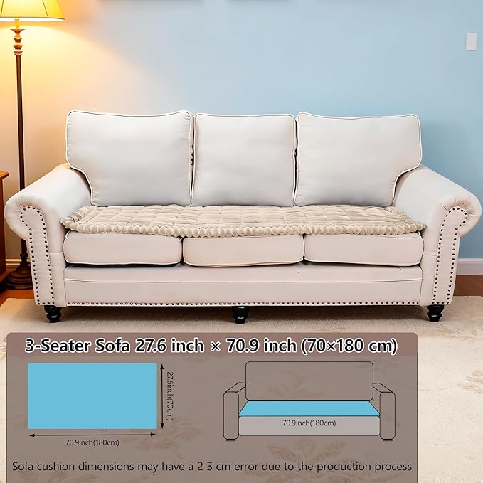 Waterproof Couch Cover for Dogs Washable,Non Slip Fuzzy Durable Couch Covers for 3 Cushion Sofa Pet Friendly Sofa Cover Dog Thick Soft Slipcovers Protector Couches Mat Bed (Brown, 27.6" x 70.9")