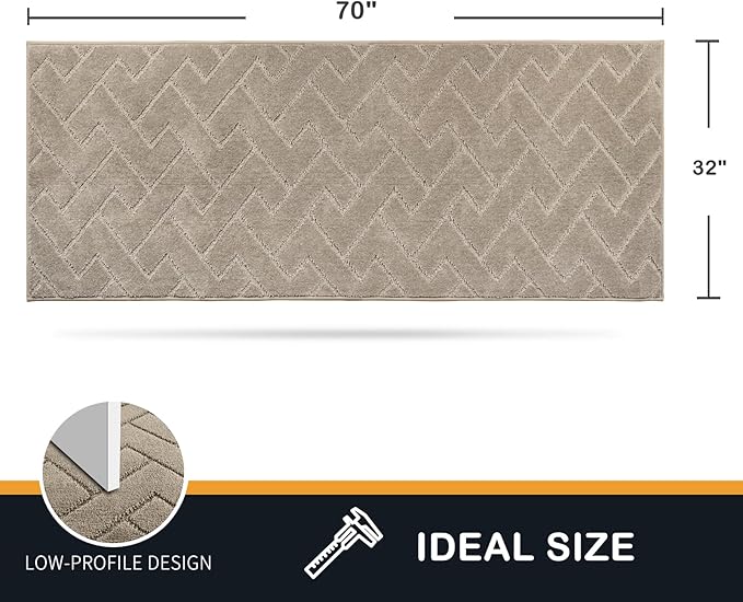 PURRUGS Dirt Trapping Door Mat 32" x 70", Non-Slip Machine Washable Entry Rug, Dog Doormat, Indoor Front Door Mat, Super Absorbent Entryway Rug for Muddy Shoes & Paws, Taupe