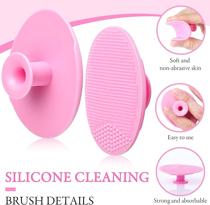 Nuogo 20 Pack Face Scrubber Soft Silicone Facial Cleansing Brush Wash Brush for Deep Cleaning, Face Scrub Brushes for Massage Faces Exfoliator Blackhead Removing Faces Cleansing Pads(Pink)