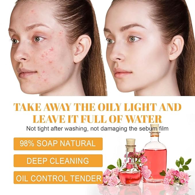 2 Pcs Turmeric Brightening Facial Cleanser, Deep Cleansing Exfoliating Glow Wash Turmeric Foaming Face Wash with Brush for All Skin